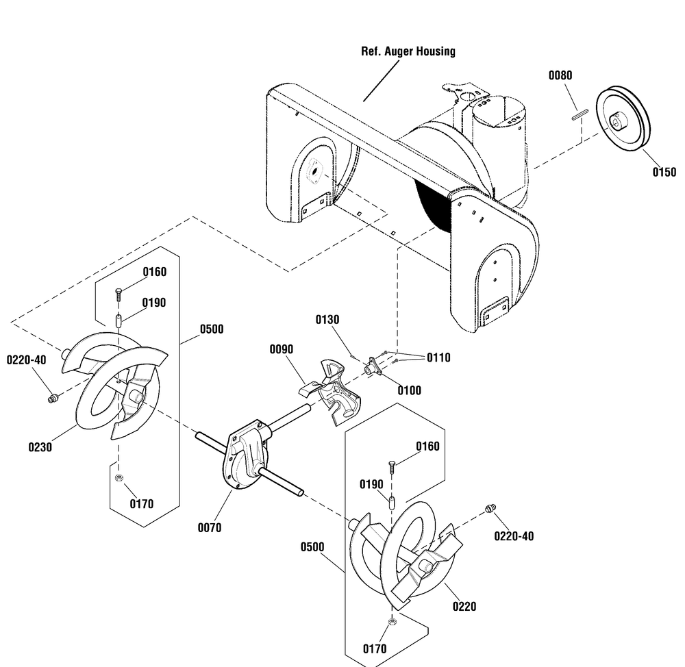 Auger Drive Group Diagram and Parts List for 1696156-01-BM1227MD 2014 Briggs and Stratton Snow Blower